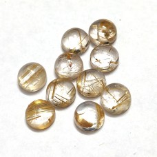 Natural golden rutile quartz 6mm round cabochon 0.97 cts